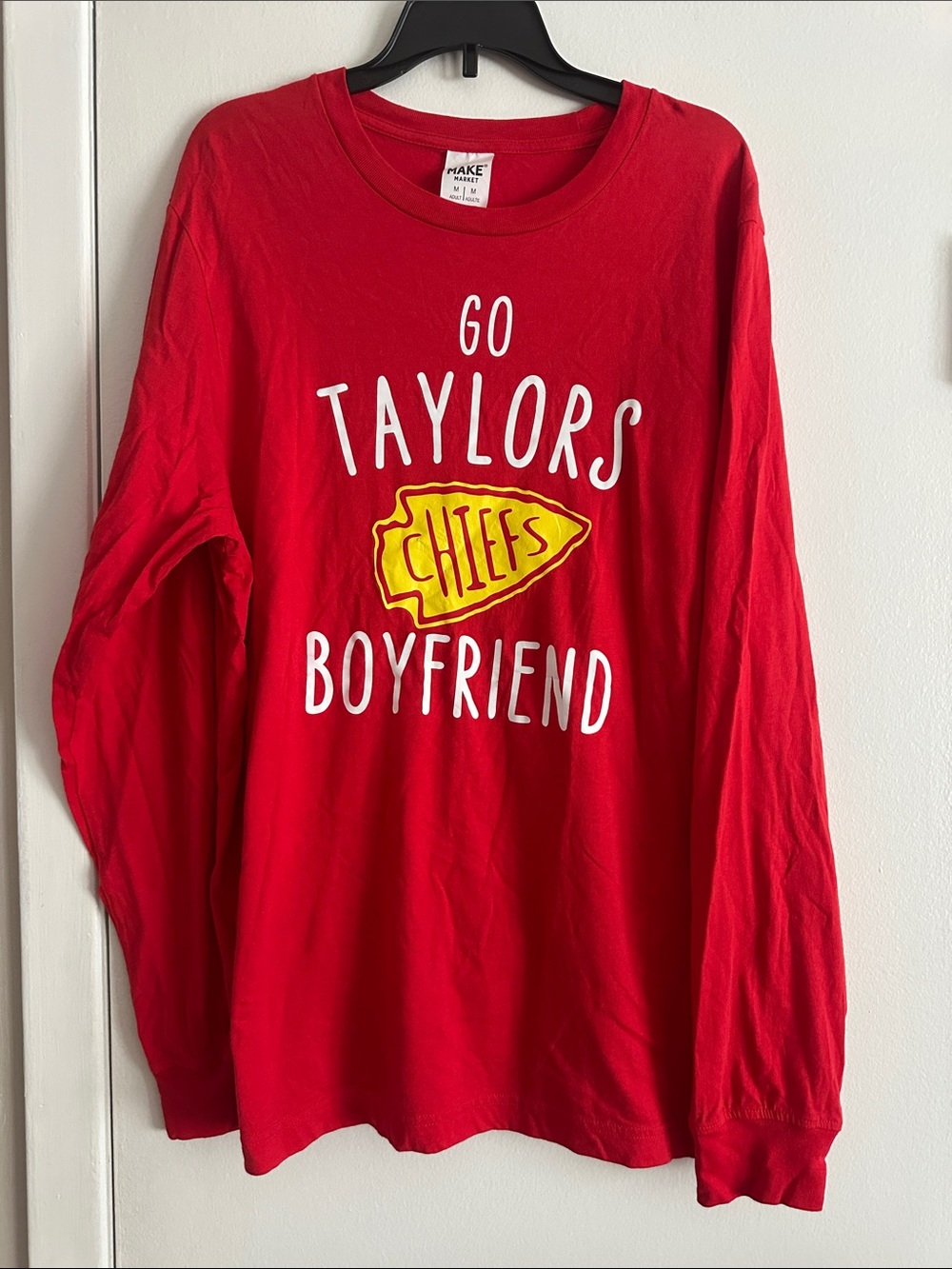 Red 'Go Taylors Chiefs Boyfriend' Long-Sleeve womens Shirt